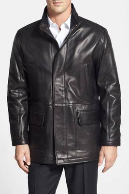 men's black sheepskin cafe racer jacket band collar racer style timeless 1