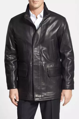 men's black sheepskin cafe racer jacket band collar racer style timeless