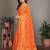 Orange blended cotton woven zari work saree with blouse