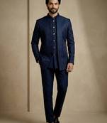 Navy blue premium designer festive wear indo western set