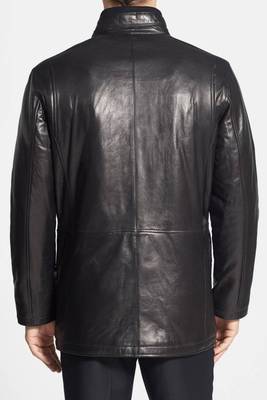men's black sheepskin cafe racer jacket band collar racer style timeless 2