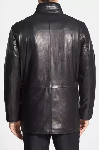 men's black sheepskin cafe racer jacket band collar racer style timeless