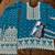 Teal blue georgette free size suit with embroidery & diamond work