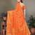 Orange blended cotton woven zari work saree with blouse