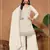 White vichitra silk semi stitched suit with embroidery & sequence work