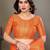 Orange blended cotton woven zari work saree with blouse
