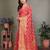 Red blended cotton woven zari work saree with blouse