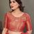 Red blended cotton woven zari work saree with blouse