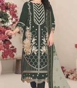 Mehendi fox georgette semi stitched suit with embroidery & khatli work
