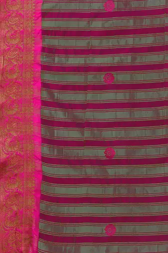 Green pure cotton woven zari work saree with blouse