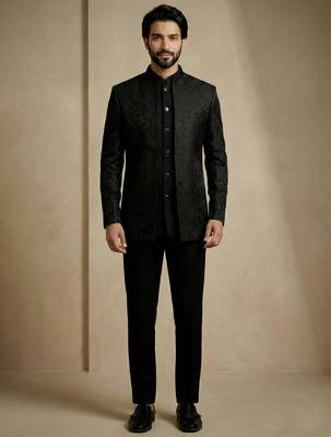 Black premium designer festive wear indo western set 1