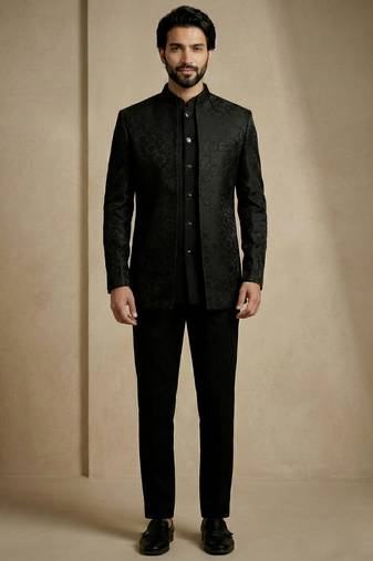 Black premium designer festive wear indo western set