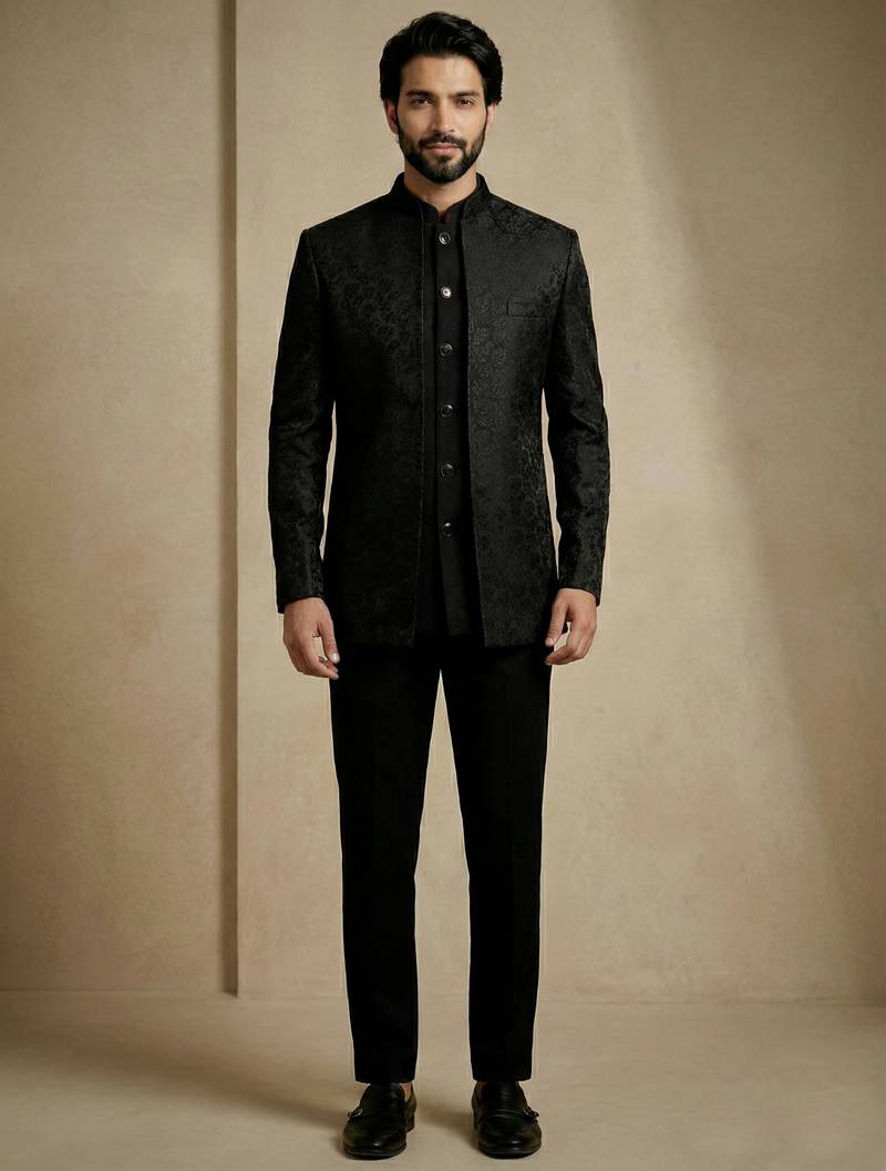 Black premium designer festive wear indo western set