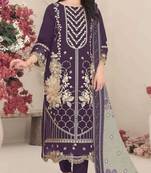 Violet fox georgette semi stitched suit with embroidery & khatli work