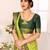 Light green blended cotton woven zari work saree with blouse