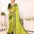 Light green blended cotton woven zari work saree with blouse