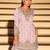 Pink chinon free size stitched suit with embroidery beats work
