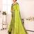 Light green blended cotton woven zari work saree with blouse
