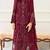 Maroon fox georgette semi stitched suit with embroidery & khatli work