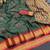 Dark green blended cotton embroidered zari work saree with blouse