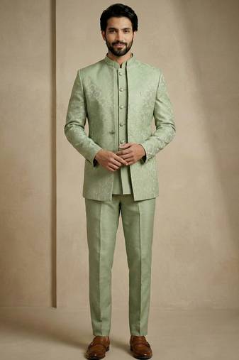 Olive premium designer festive wear indo western set