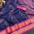Dark blue blended cotton embroidered zari work saree with blouse
