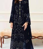Navy fox georgette suit with embroidered khatli 