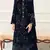 Navy fox georgette semi stitched suit with embroidery & khatli work