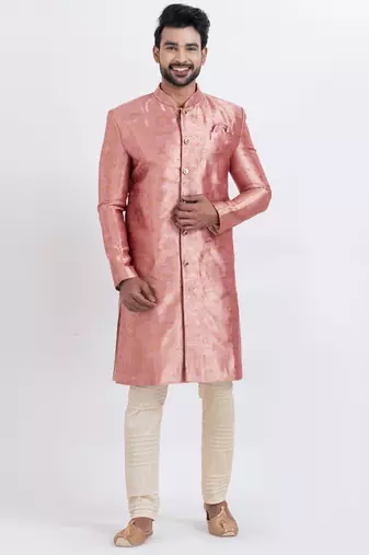 Multi jacquard silk premium designer festive wear indo western set