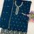 Teal blue fox georgette semi stitched suit with embroidery & sequence work