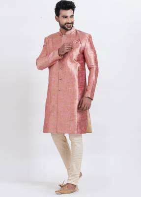 Multi jacquard silk premium designer festive wear indo western set 2