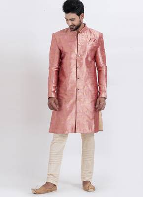 Multi jacquard silk premium designer festive wear indo western set 3