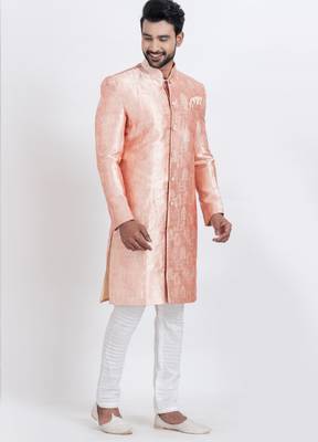 Multi jacquard silk premium designer festive wear indo western set 2
