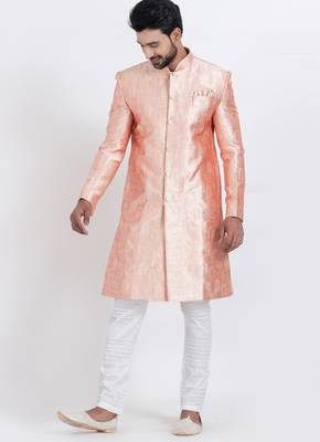 Multi jacquard silk premium designer festive wear indo western set 3
