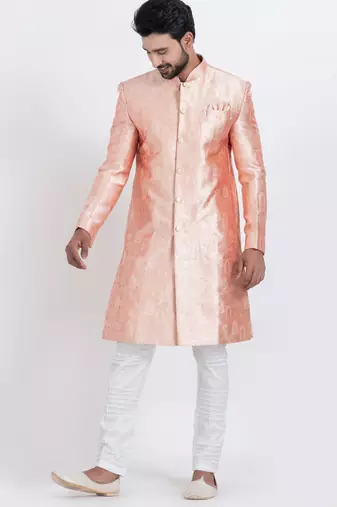 Multi jacquard silk premium designer festive wear indo western set