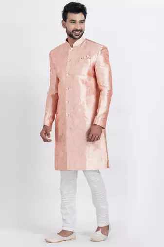 Multi jacquard silk premium designer festive wear indo western set