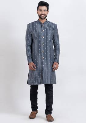 Multi cotton silk jacquard premium designer festive wear indo western set 1