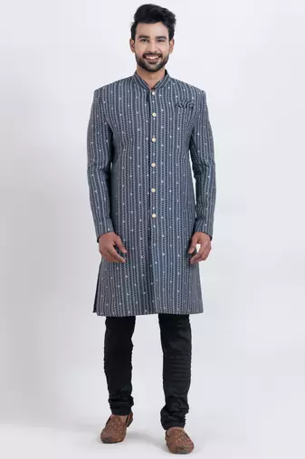Multi cotton silk jacquard premium designer festive wear indo western set