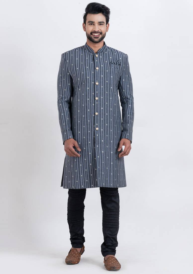 Multi cotton silk jacquard premium designer festive wear indo western set