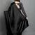Black satin plain zari work saree with blouse