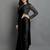 Black satin plain zari work saree with blouse