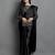 Black satin plain zari work saree with blouse