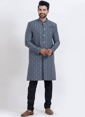Multi cotton silk jacquard premium designer festive wear indo western set 3