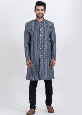 Multi cotton silk jacquard premium designer festive wear indo western set 4
