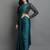 Light blue satin plain zari work saree with blouse