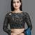 Light blue satin plain zari work saree with blouse