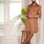 Brown color cotton satin fabric beautiful solid festive special kurta payjama
