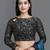 Grey satin plain zari work saree with blouse