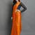 Orange satin plain zari work saree with blouse