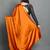 Orange satin plain zari work saree with blouse